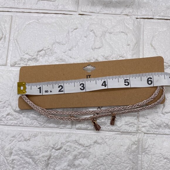 JT‎ Womens Blush Choker Necklace W/ Tassels Braided Design Adjustable - Picture 5 of 11